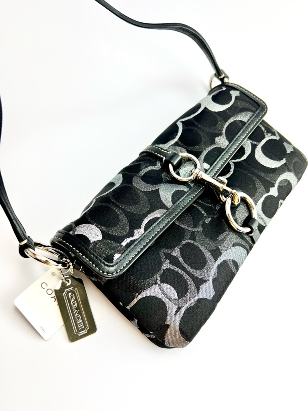 COACH Limited Edition Hampton Black/Silver Grey Shoulder Bag -Style 10455 - Picture 3 of 10